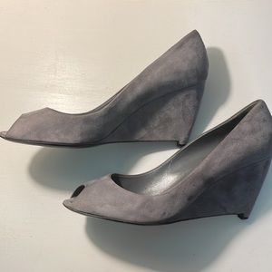Miu Miu Suede Peep toe Wedge Heels